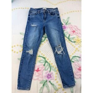 Studio Blue Womens Distressed Skinny Jeans Size 27 Medium Wash Ripped S64034CIA